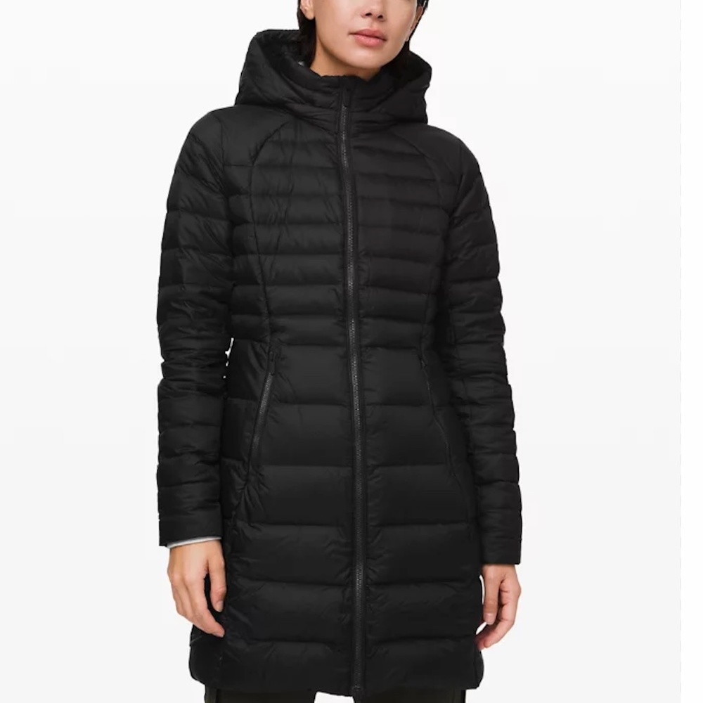 lululemon athletica Black Hooded Quilted Puffer Coat